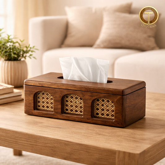 Teak Wood Tissue Box