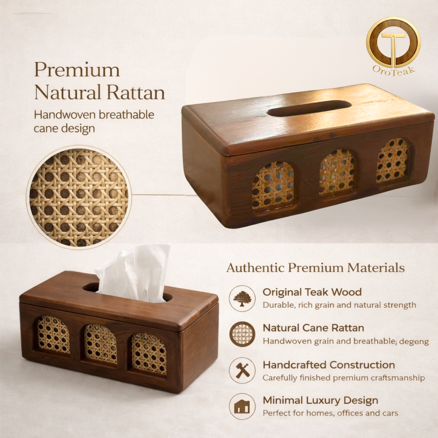 Teak Wood Tissue Box